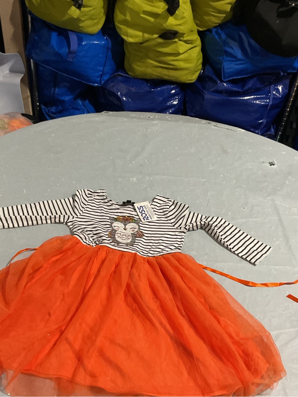 lilt Black-and-White Striped Top with Bright Orange Tulle Skirt Kids Costume